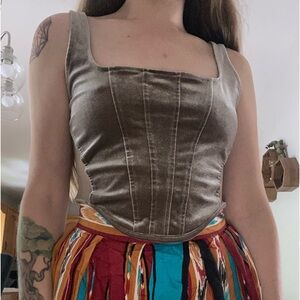 Velvet corset top with mesh sides